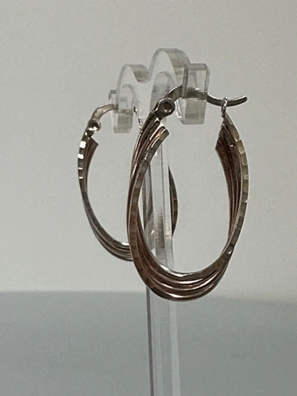 Sterling silver Layered Textured Hoop Earrings - Picture 2 of 3